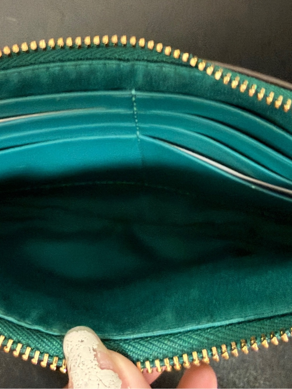 Teal Leather Chain Crossbody Bag - Picture 3 of 4